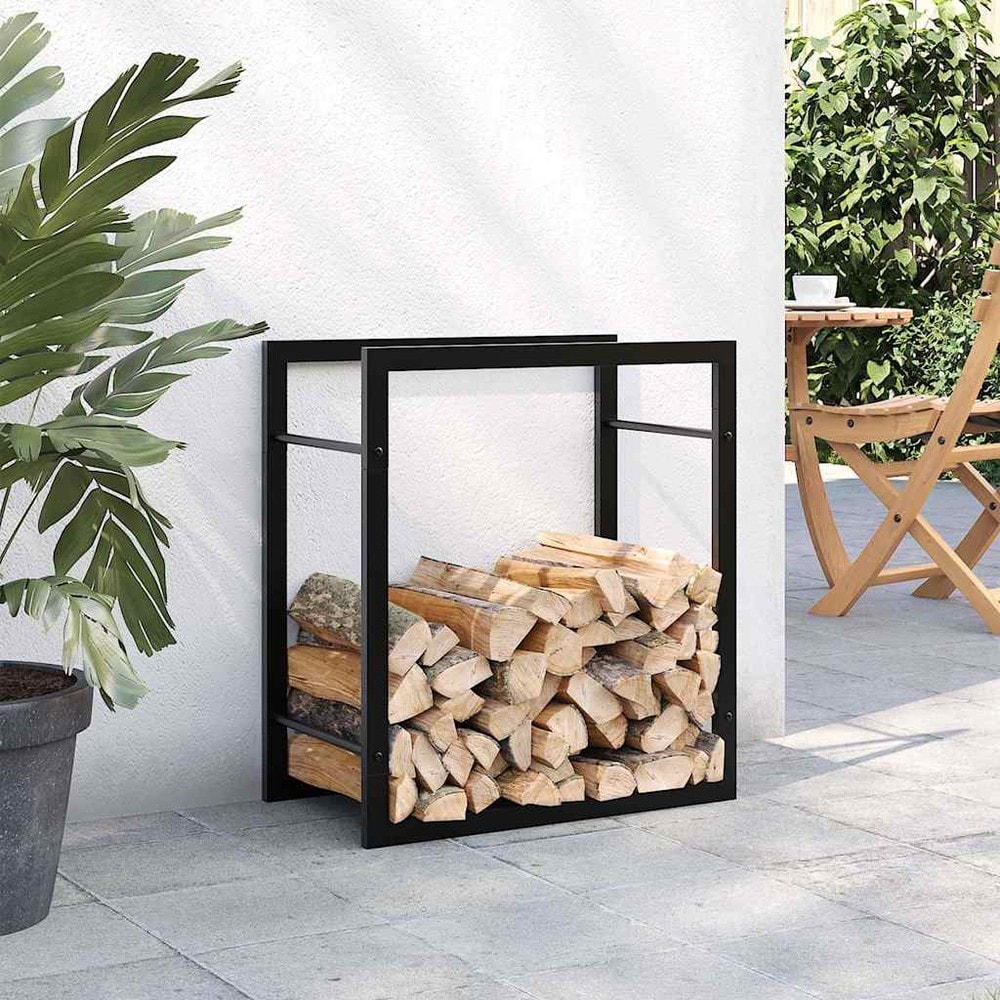 Polttopuuteline 50×28×56 cm / puuteline jauhemaalatusta teräksestä – Mattamusta