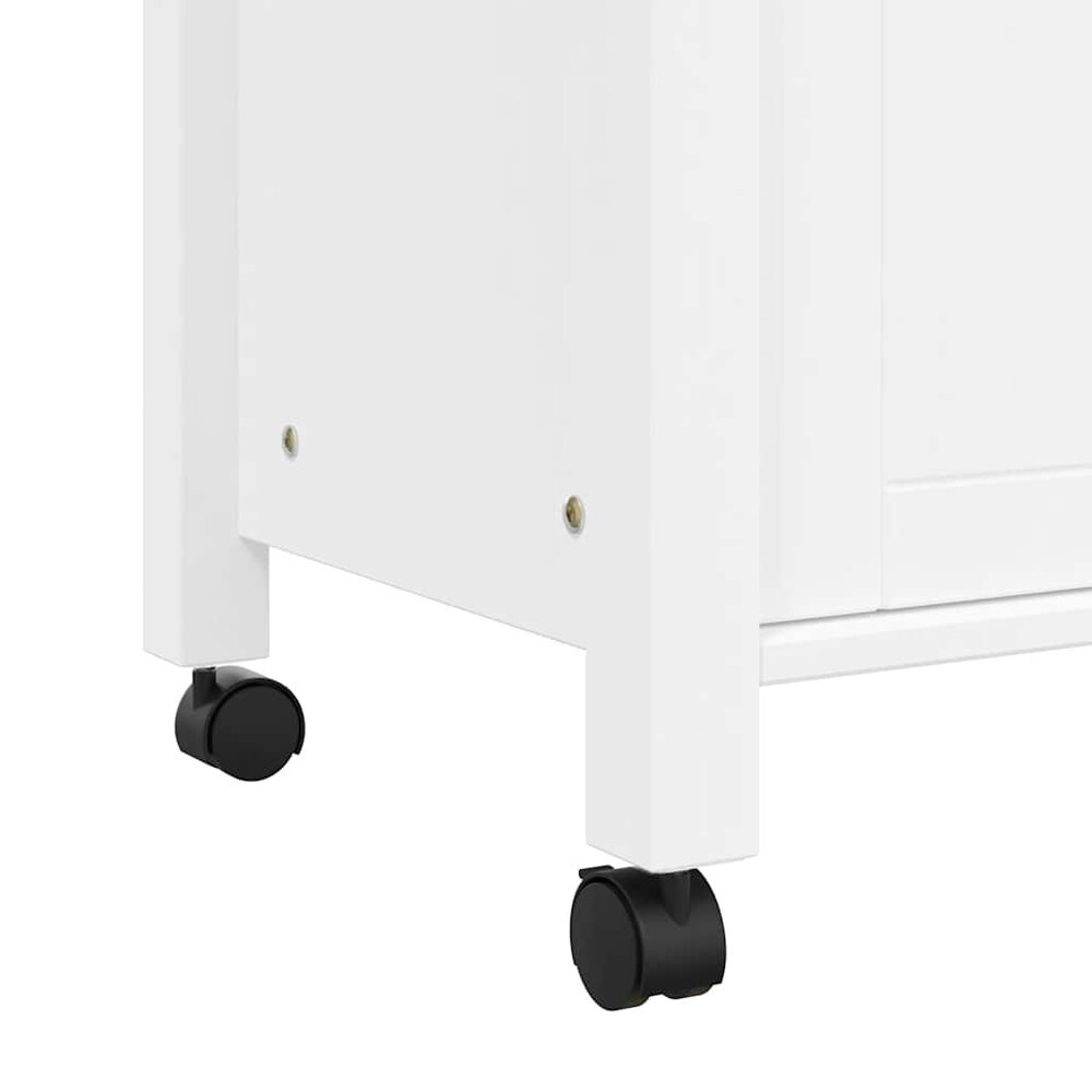 Keittiökärry 84×40×88,5 cm / keittiösaareke pyörillä ja 4 laatikolla / tarjoilukärry – Valkoinen/luonnonväri