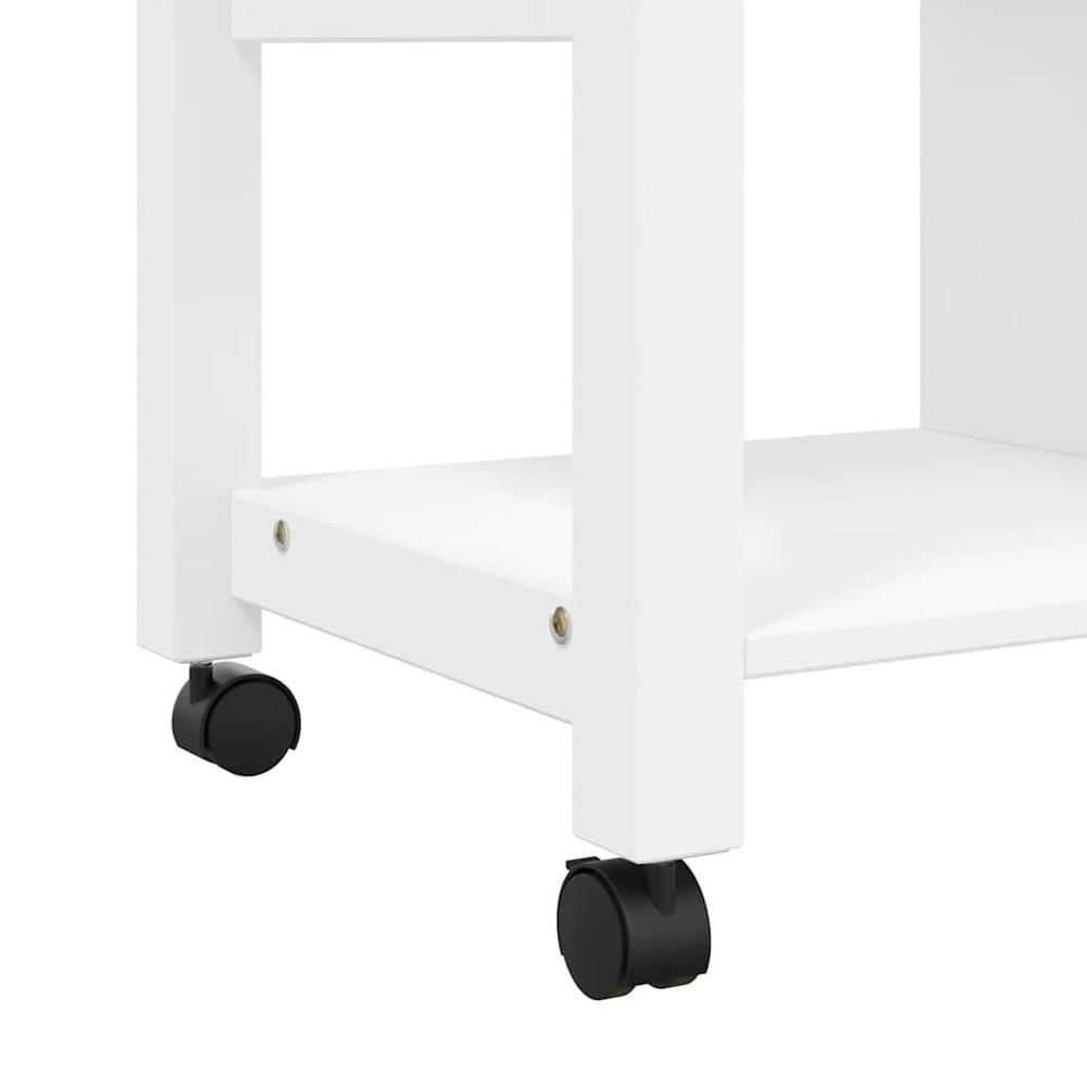 Keittiökärry 84×40×88,5 cm / keittiösaareke pyörillä ja 4 laatikolla / tarjoilukärry – Valkoinen/luonnonväri