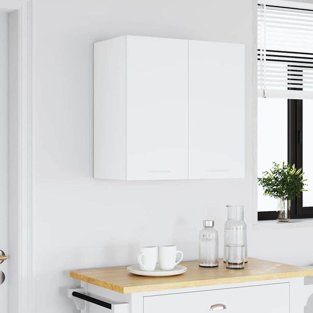Keittiön yläkaappi 60×31×60 cm / keittiökaappi 2 hyllyllä ja ovilla / seinäkaappi – Valkoinen
