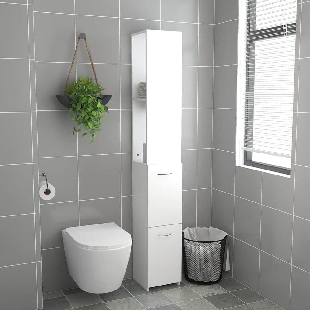 Kylpyhuonekaappi 25×26,5×170 cm / kapea korkea kaappi / säilytyskaappi – Valkoinen