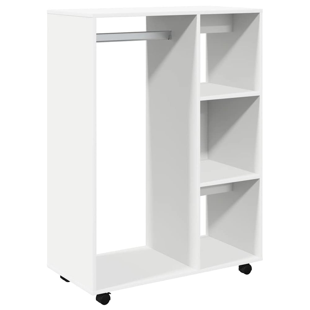 Avoin vaatekaappi 80×40×110 cm / matala vaatesäilytys vaatetangolla ja 3 hyllyllä – Valkoinen
