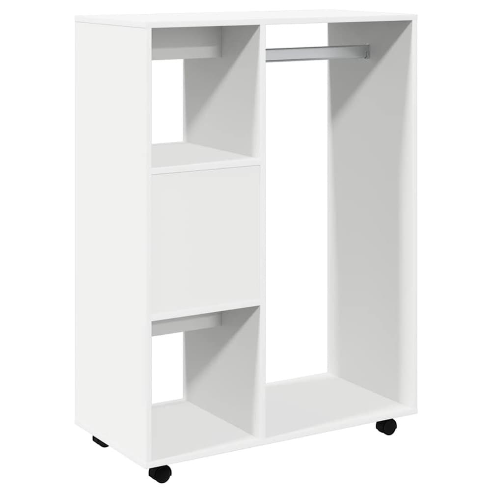 Avoin vaatekaappi 80×40×110 cm / matala vaatesäilytys vaatetangolla ja 3 hyllyllä – Valkoinen