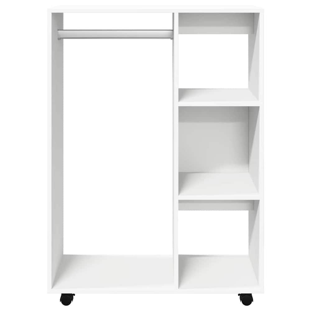Avoin vaatekaappi 80×40×110 cm / matala vaatesäilytys vaatetangolla ja 3 hyllyllä – Valkoinen