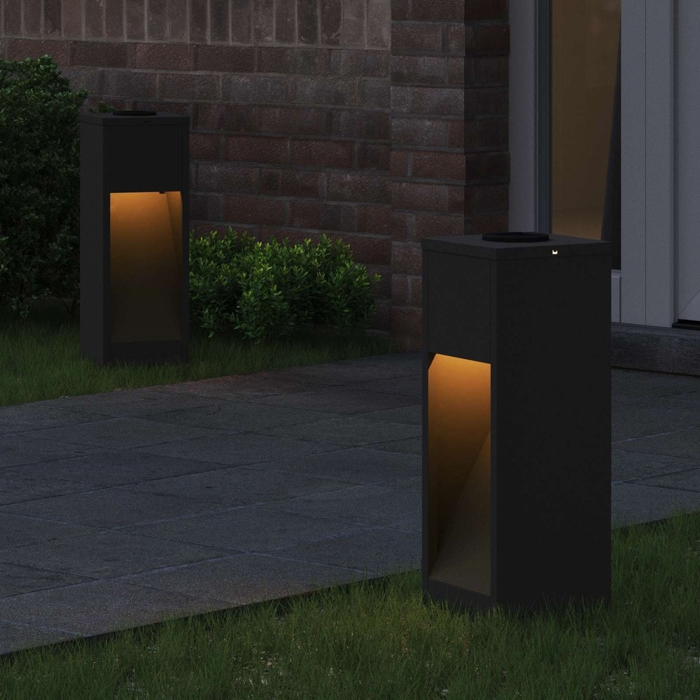 Aurinkokennovalaisimet kävelytielle ja kukkapenkkiin, 2 kpl, 50 cm – Svart / Aurinkokennopylväät / Kävelytien valaisimet