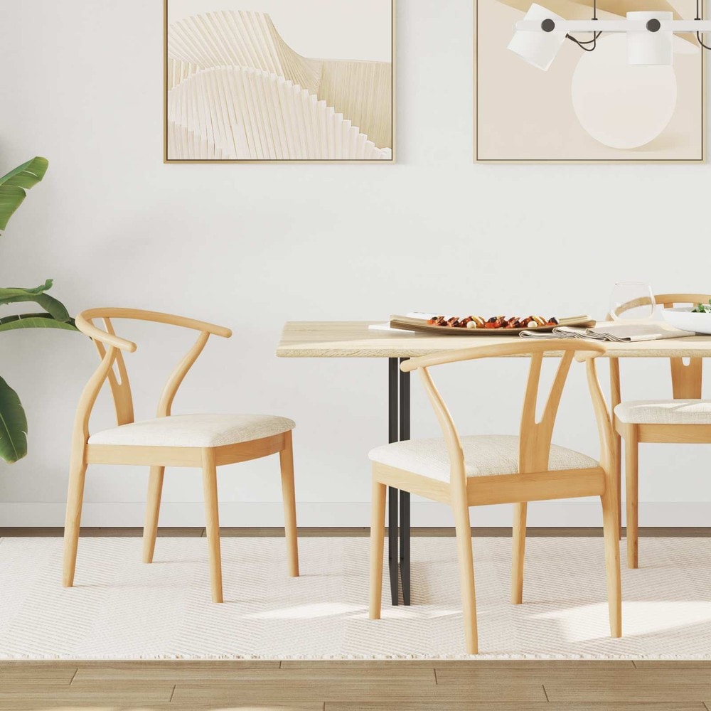 2 kpl ruokapöydän tuoleja massiivipuusta / pehmustetut ruokatuolit vintage-tyyliin – Luonnonväri