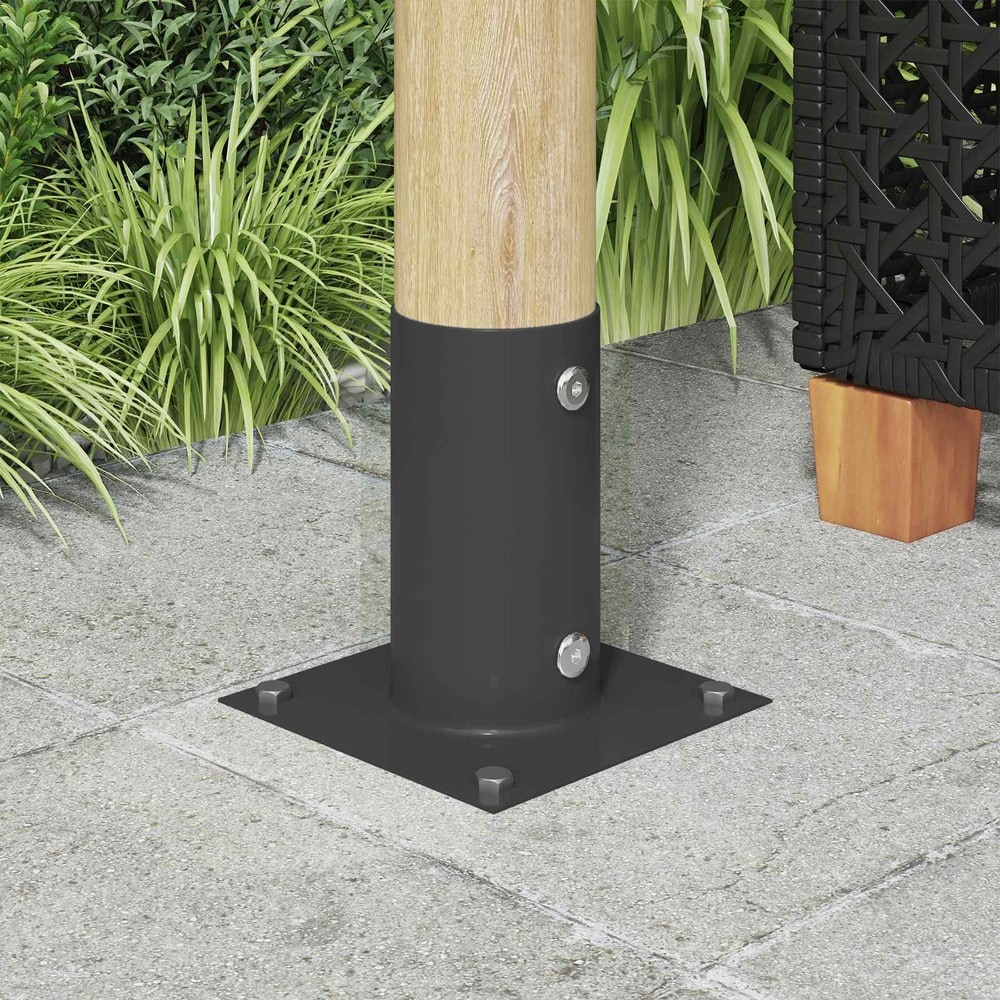 4 kpl pyöreitä maakiinnikkeitä 15×15×15 cm / maa-ankkurit tulisijalle ja grillille – Antrasiitti
