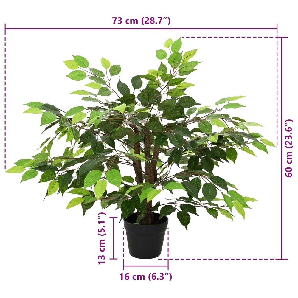 Tekofikus 60 cm / tekokasvi kangaslehdillä ja puurungolla / koristekasvi – Vihreä