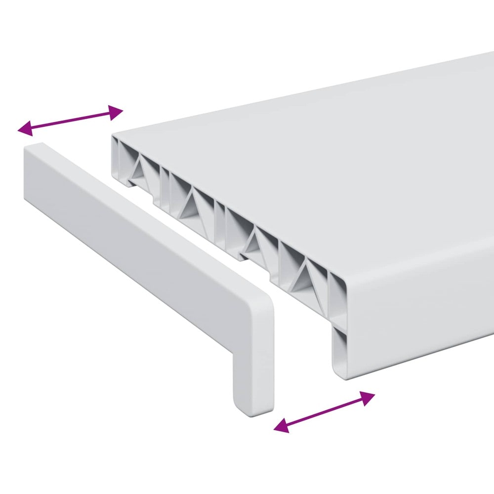 Ikkunalauta 140×20×4,5 cm / PVC-ikkunalauta päätykappaleilla – Valkoinen