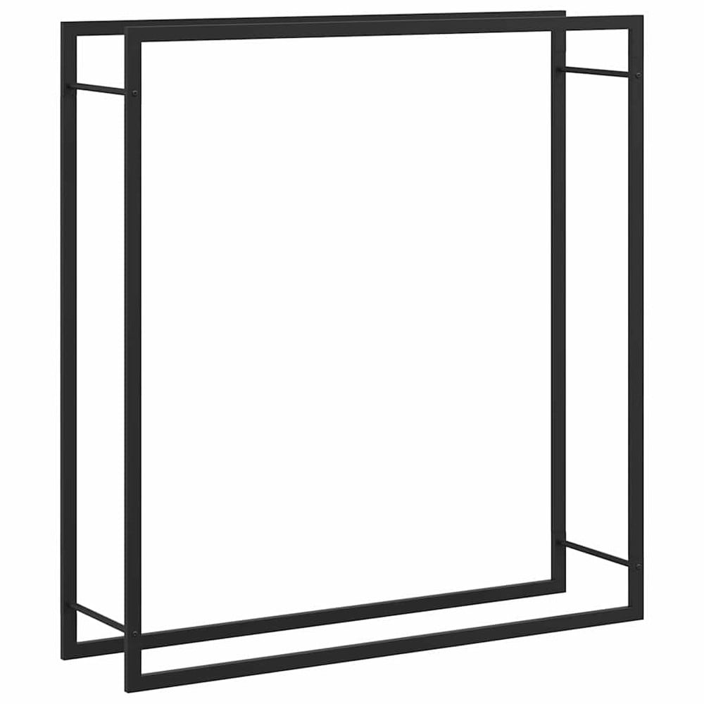 vidaXL Polttopuuteline 110 x 28 x 116 cm, jauhemaalattu teräs, mattamusta