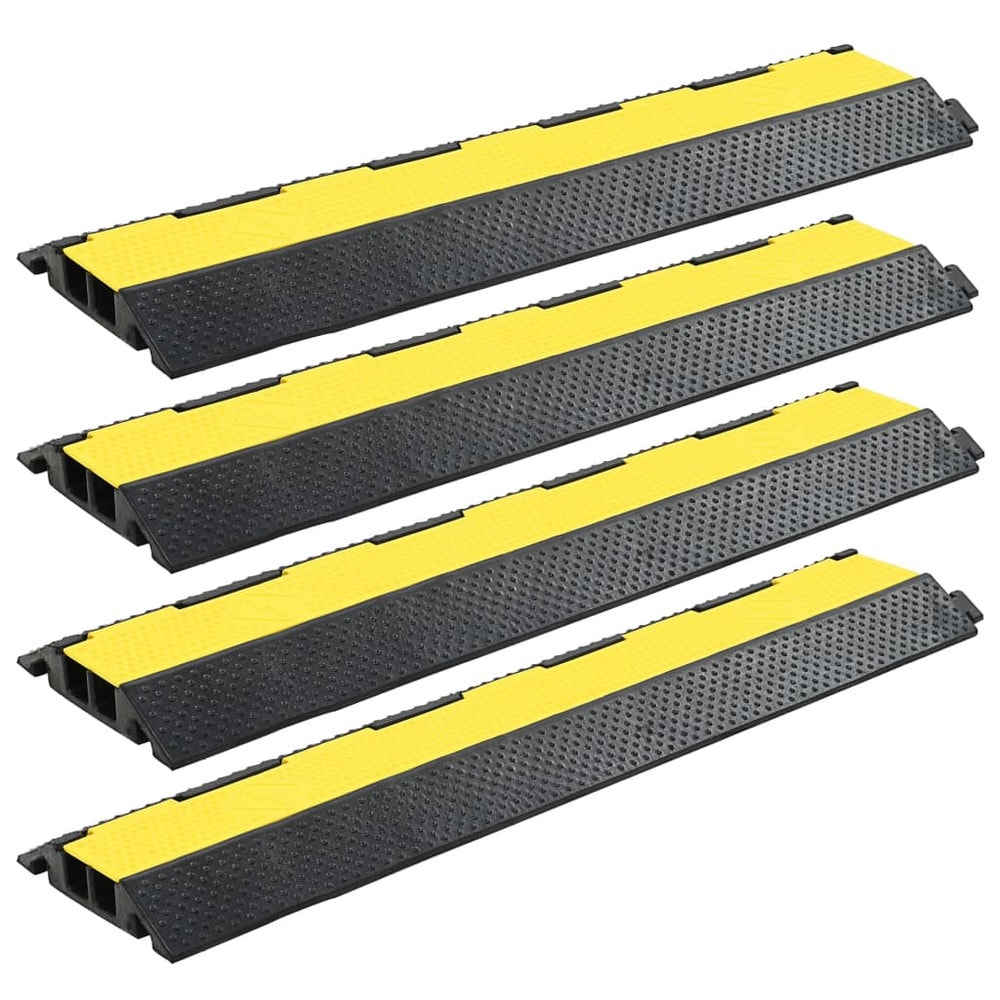 vidaXL Kaapelisuoja 4 kpl, 2 kanavaa, 101,5 x 24,5 x 4,7 cm, kumi, keltainen/musta