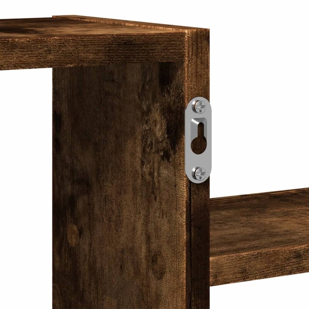 Seinähylly 104x15x49 cm – Savuvärinen tammi / Seinälle kiinnitettävä säilytyshylly / Koristehylly