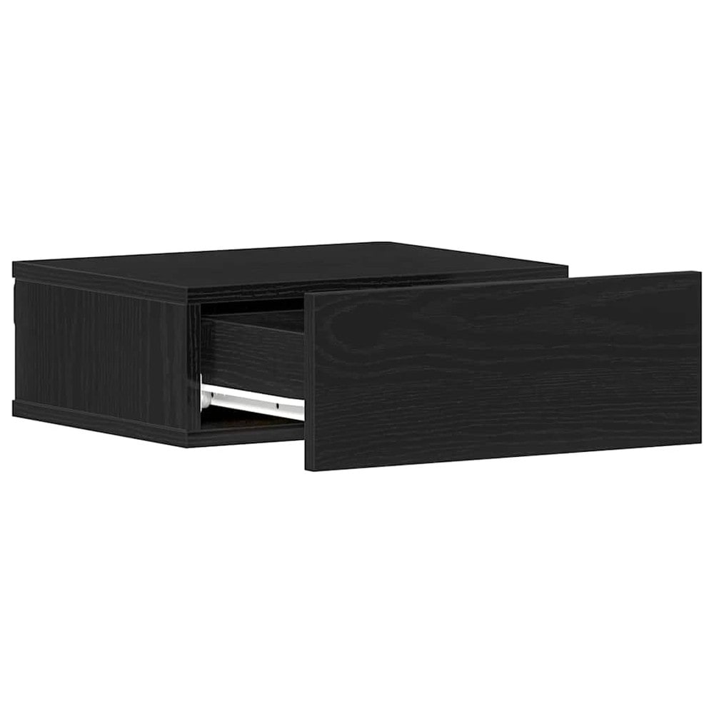 Ripustettava yöpöytä 40x32x15 cm – Svart tammi / Seinälle ripustettava yöpöytä / Yöpöytä, jossa on laatikko