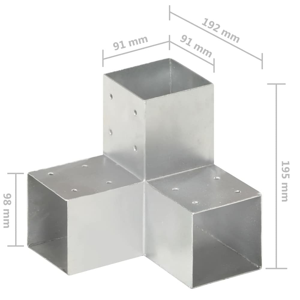 Y-muotoiset pylväskiinnikkeet, 4 kpl:n pakkaus, 91x91 mm / Puupylväsliittimet / Puupalkkien kiinnikkeet