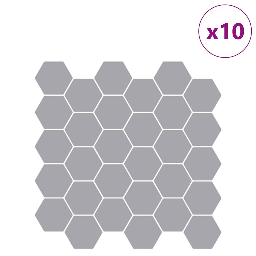 10 kpl itseliimautuvia seinälaattoja 30×30 cm / kuusikulmiolaatat / seinäkoriste – Harmaa