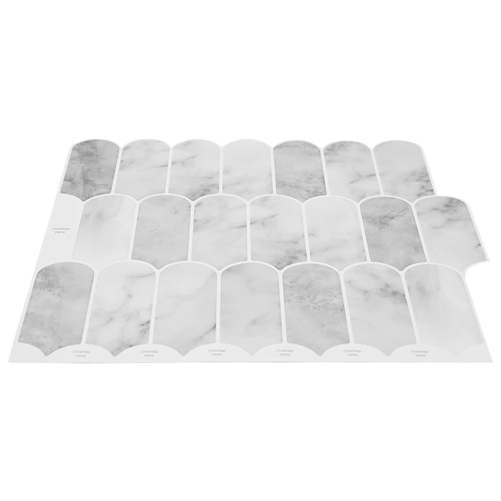 10 kpl itseliimautuvia seinälaattoja 30×30 cm / koristelevyt höyhenkuviolla – Harmaa marmori