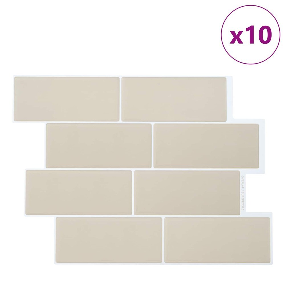 10 kpl itseliimautuvia seinälaattoja 29×21 cm / metrolaatat / seinäkoriste – Beige