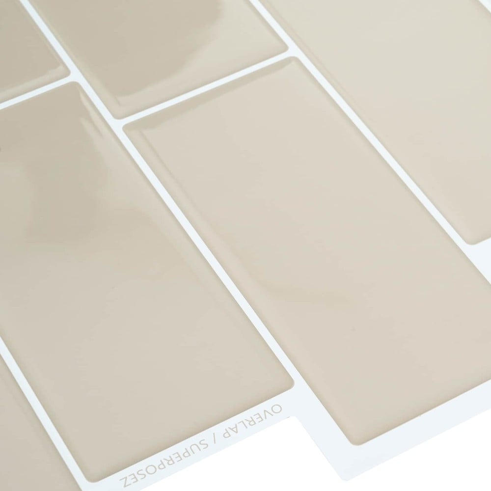 10 kpl itseliimautuvia seinälaattoja 29×21 cm / metrolaatat / seinäkoriste – Beige