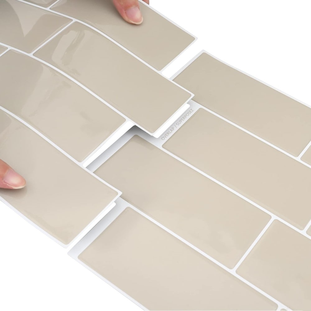 10 kpl itseliimautuvia seinälaattoja 29×21 cm / metrolaatat / seinäkoriste – Beige