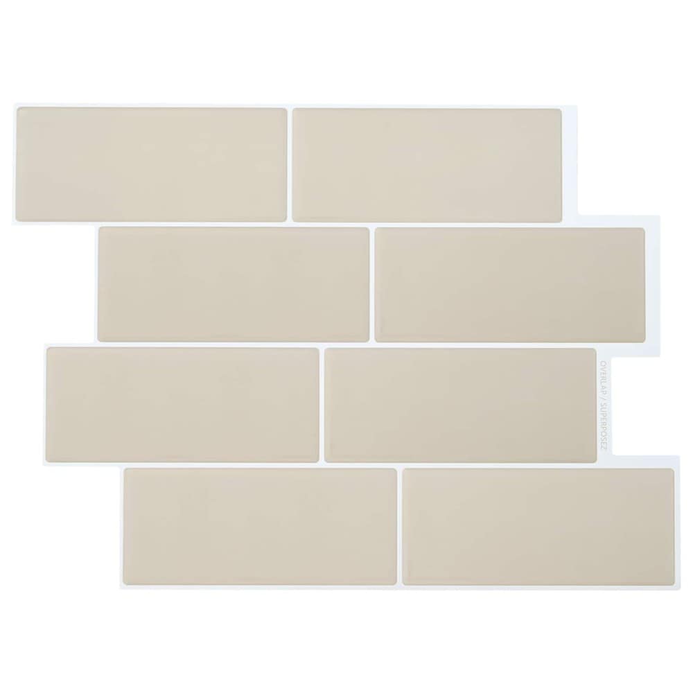 10 kpl itseliimautuvia seinälaattoja 29×21 cm / metrolaatat / seinäkoriste – Beige