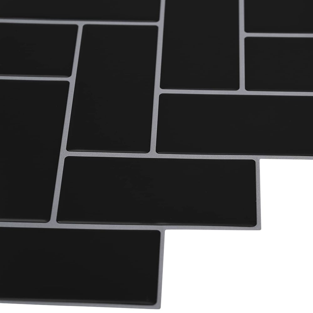 10 kpl itseliimautuvia seinälaattoja 30×30 cm / kalanruotokuvio / seinäkoriste – Musta