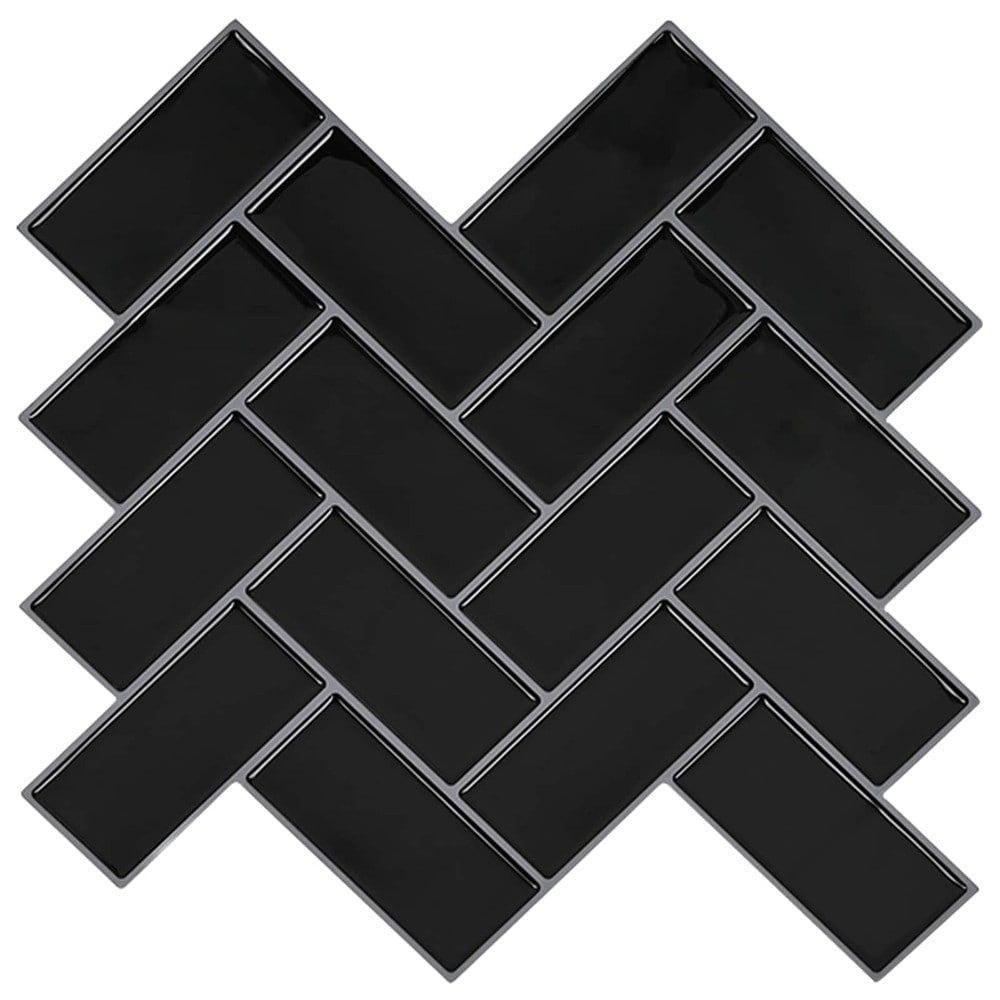 10 kpl itseliimautuvia seinälaattoja 30×30 cm / kalanruotokuvio / seinäkoriste – Musta