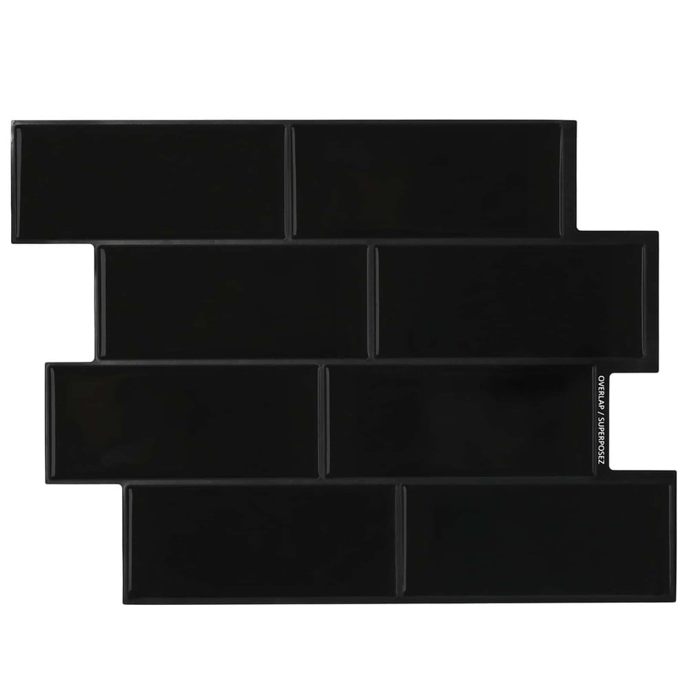 10 kpl itseliimautuvia seinälaattoja 29×21 cm / metrolaatat / seinäkoriste – Musta