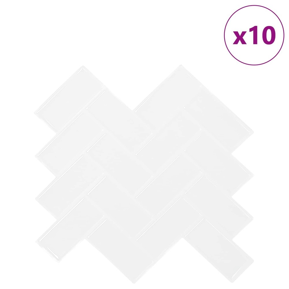10 kpl itseliimautuvia seinälaattoja 30×30 cm / kalanruotokuvio / seinäkoriste – Valkoinen