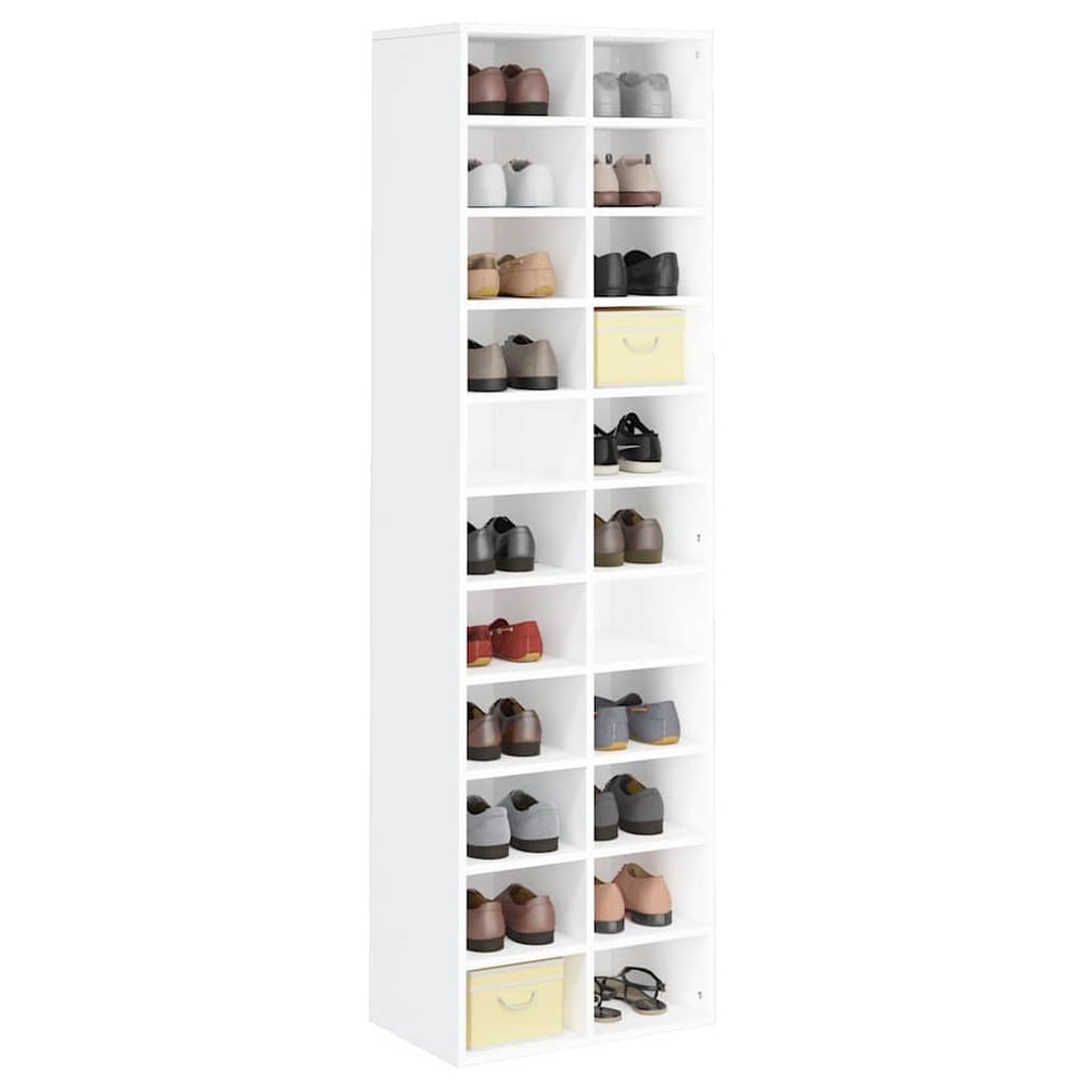 vidaXL kenkähylly 22 lokeroa 54x34x183 cm valkoinen puukomposiitti