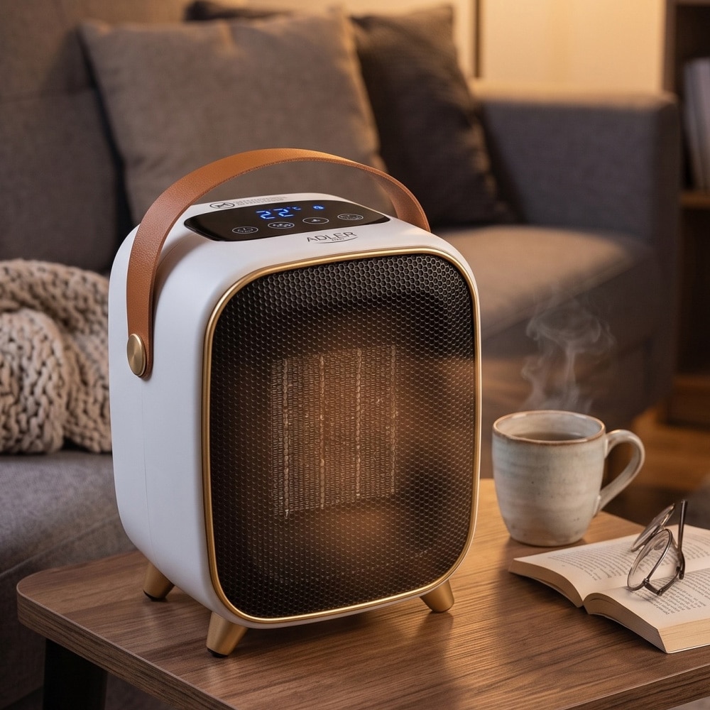 Adler-keraaminen lämpöpuhallin 1000 W, ajastimella / Kannettava keraaminen lämmitin / Sähköinen huonelämmitin