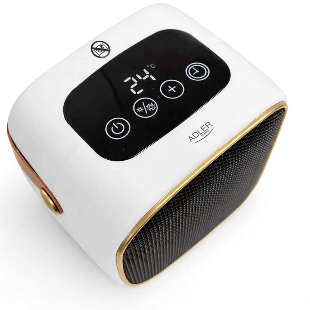 Adler-keraaminen lämpöpuhallin 1000 W, ajastimella / Kannettava keraaminen lämmitin / Sähköinen huonelämmitin