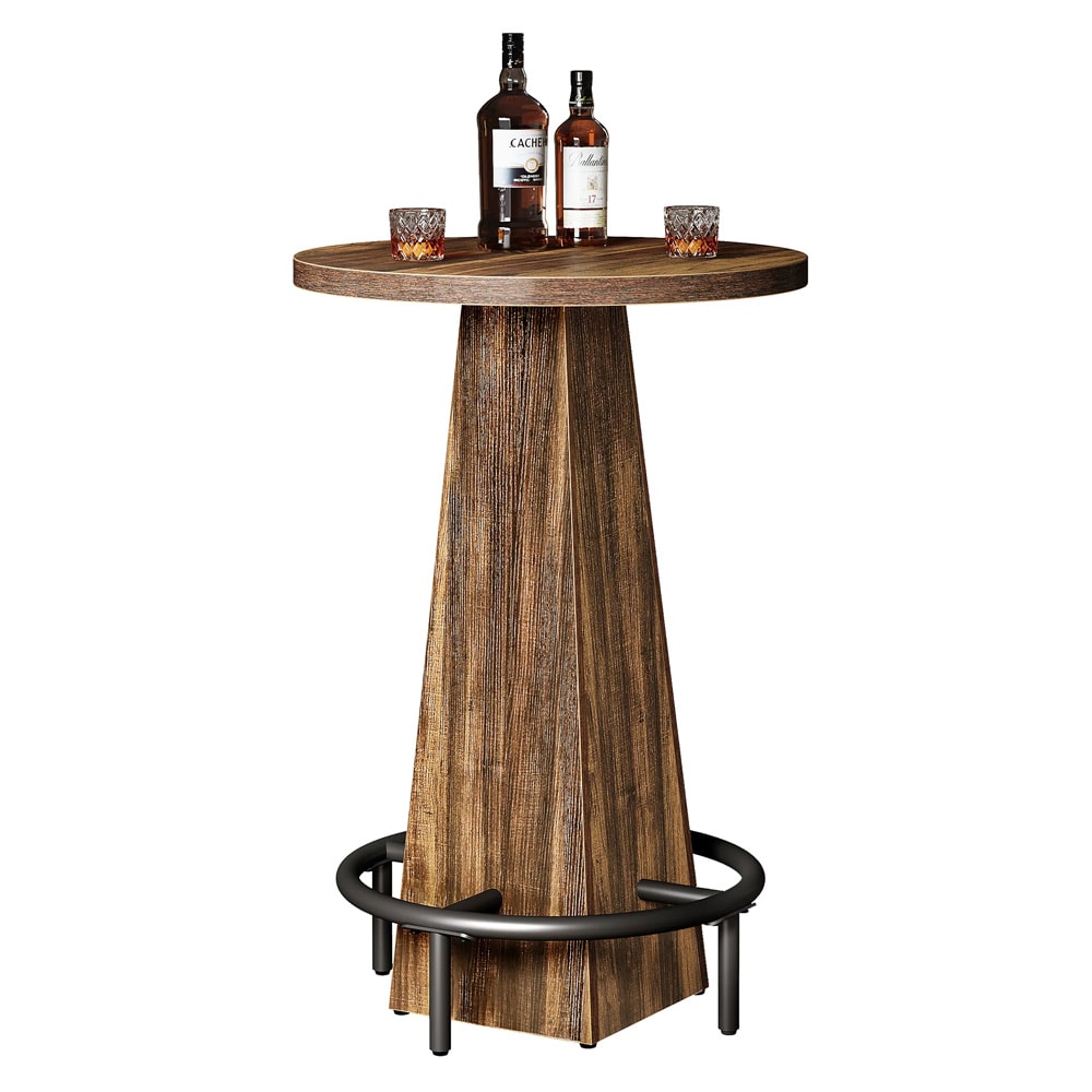 Pyöreä baaripöytä jalkatuella, halkaisija 60 cm – Rustinen ruskea / Korkea bistro-pöytä / Pyöreä cocktailpöytä