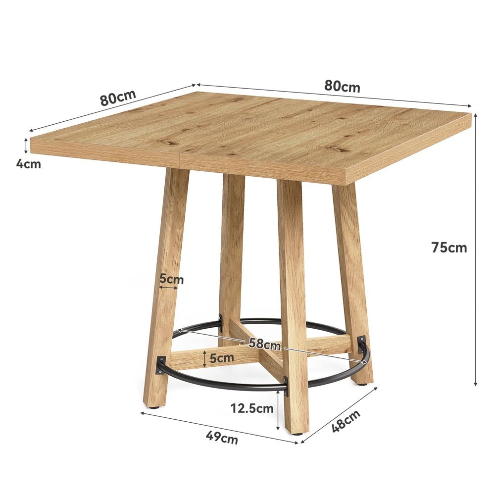Neliönmuotoinen ruokapöytä 80 x 80 cm, 2–4 hengelle / Neliönmuotoinen keittiöpöytä / Pieni ruokapöytä