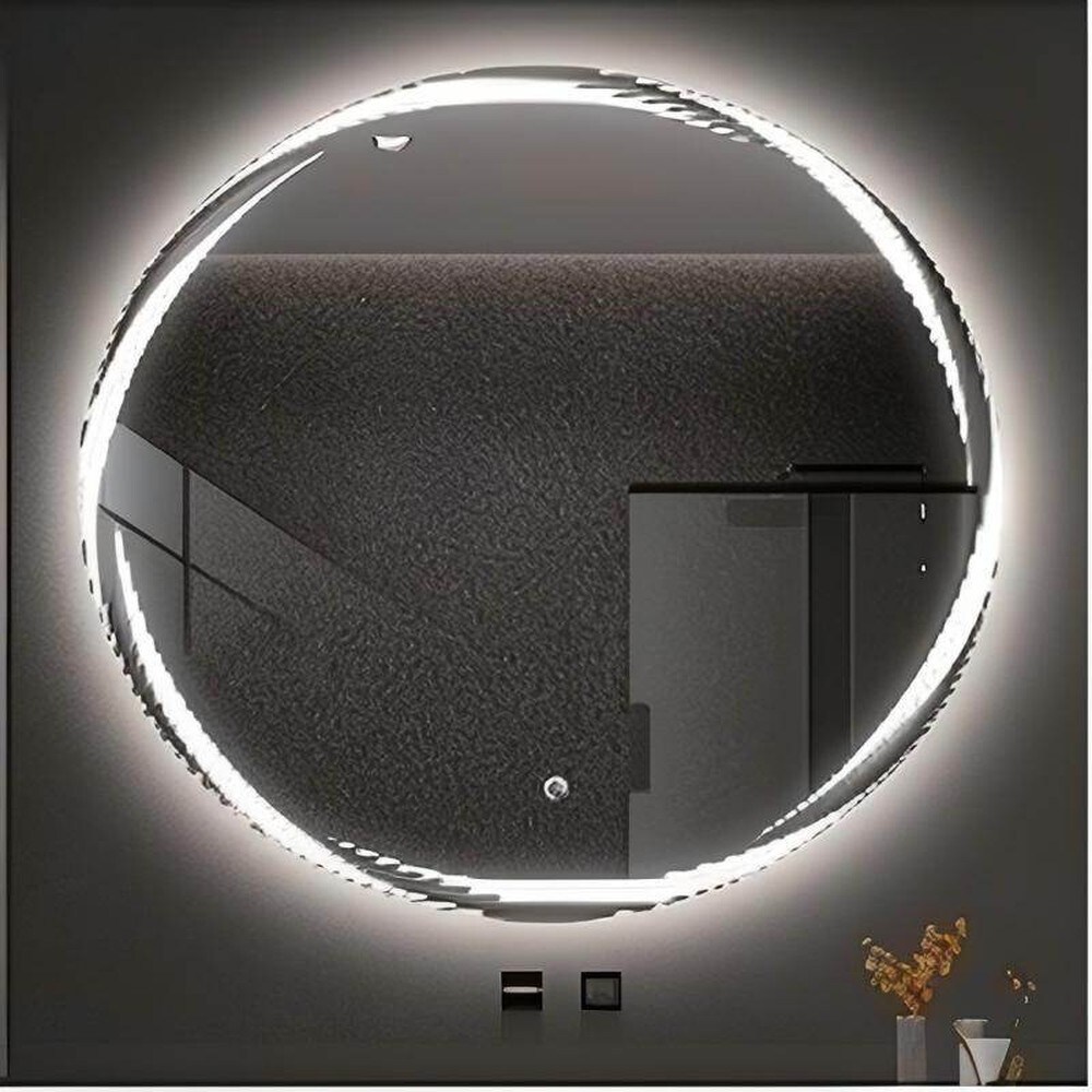 Pyöreä kylpyhuonepeili LED-valaistuksella, halkaisija 50 cm, himmennettävä / Valaistu seinäpeili / Meikkipeili
