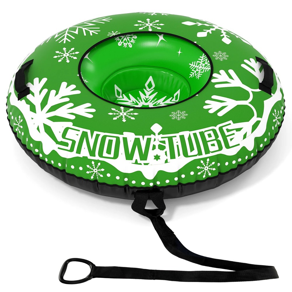 Ilmatäytteinen lumikelkka 107 cm, vetohihnalla – Vihreä / Snowtube kahvalla / Ilmatäytteinen lumirengas