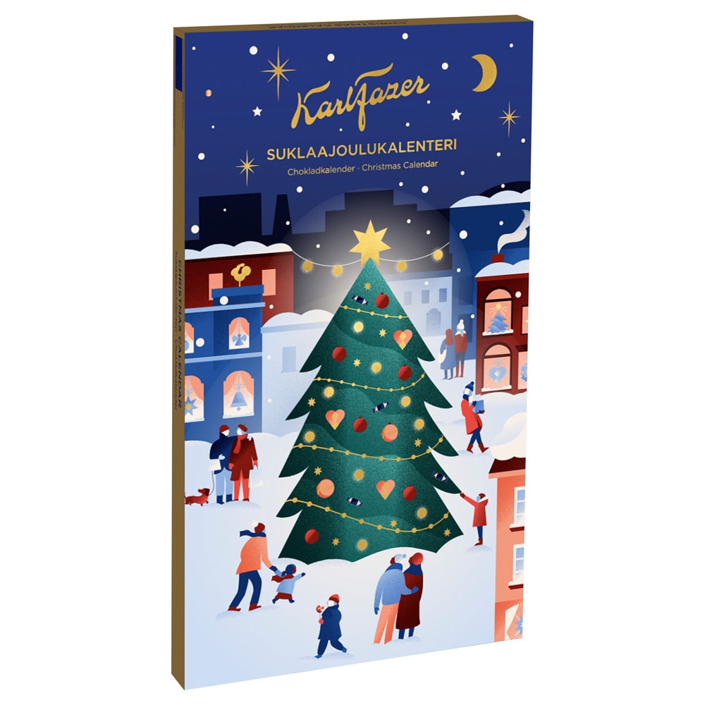 Karl Fazer -joulukalenteri, 200 g / Suklaakalenteri / Adventtikalenteri, jossa on suklaapralineja