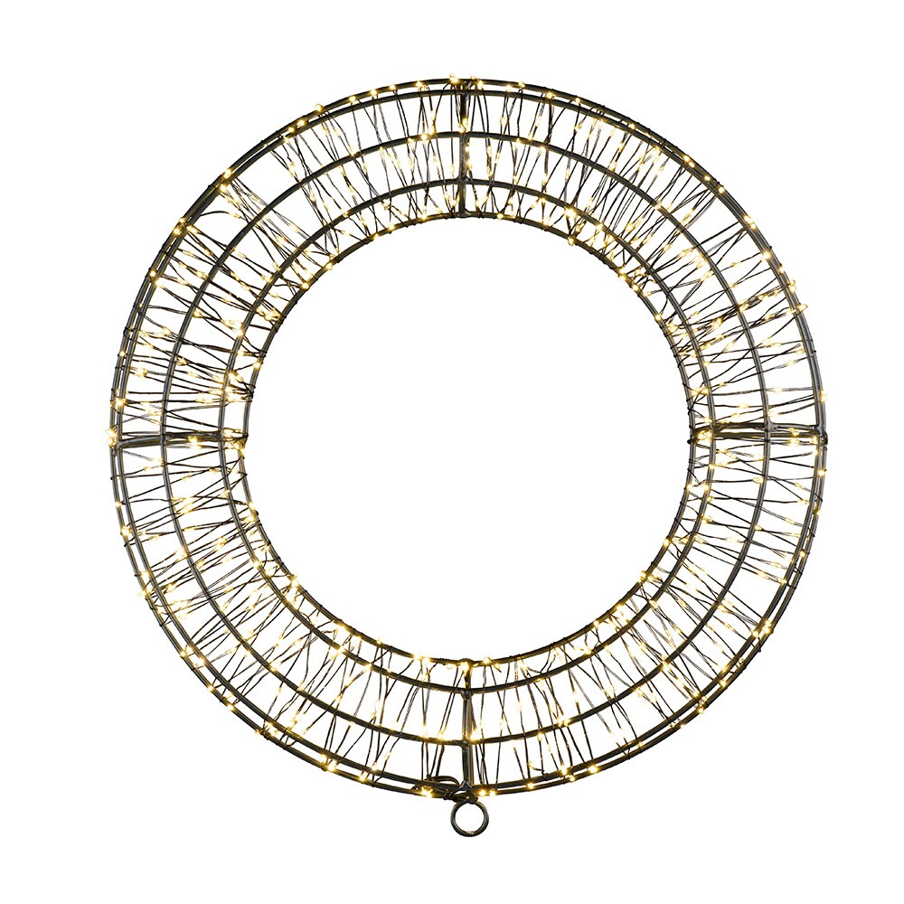 LED-joulukranssi Ø38 cm / metallinen koristekranssi 480 LED-valolla ja ajastimella – Musta