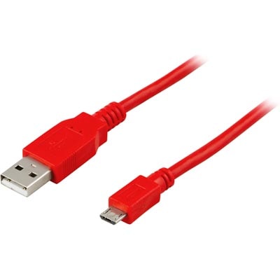 USB-kabel 2.0 typ A till Micro-B, 2m, Röd