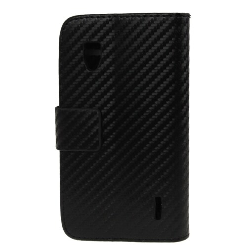 Flipkotelo teline & luottokorttitasku mallille LG Optimus G - Musta