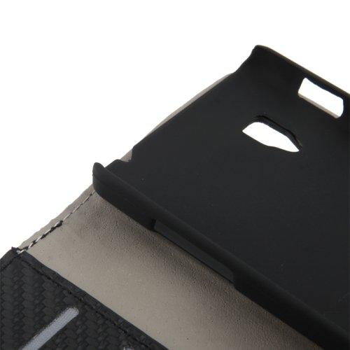 Flipkotelo teline & luottokorttitasku mallille LG Optimus G - Musta