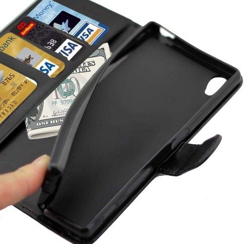 Flip kotelo telineellä ja korttipaikoilla Sony Xperia Z5 Musta