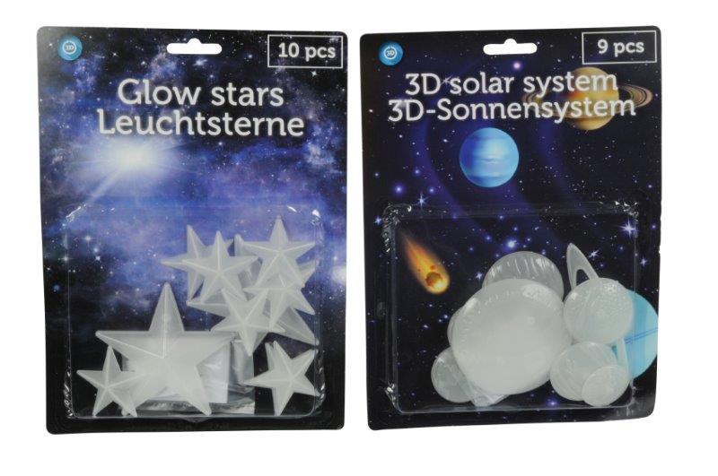 Seinätarra Glow in  the dark Stars / Solar 3D - 19kpl