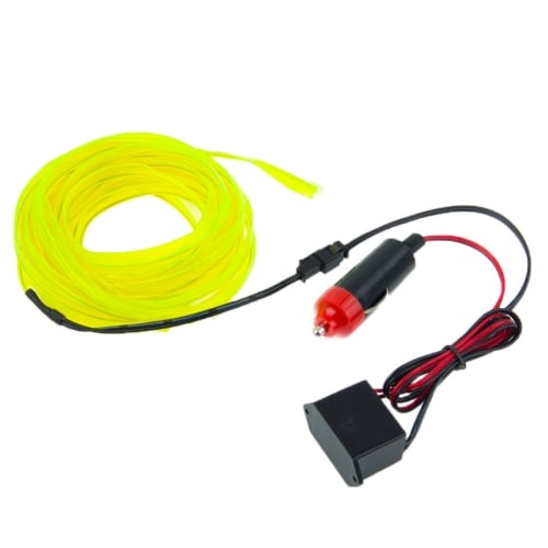 Neon Wire Flat autoon - 5m vesitiivis Keltainen väri