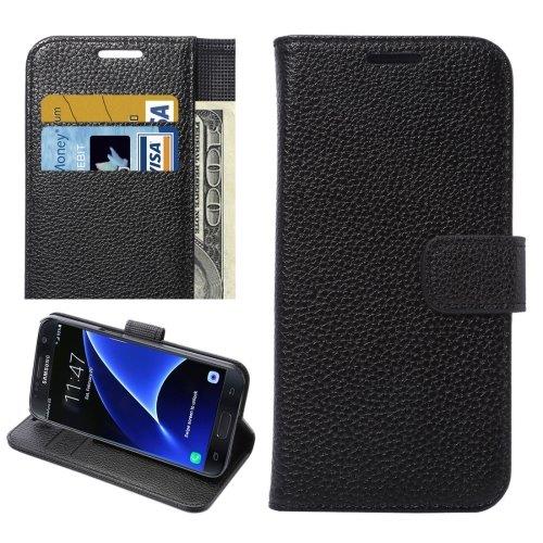 Matkapuhelimen kotelo telineellä & Korttipaikoilla Samsung Galaxy S7 Edge Musta
