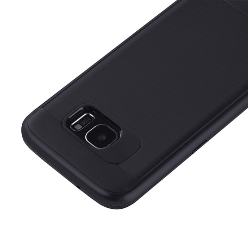 Harjattu Alu Kuori Samsung Galaxy S7 Edge - Musta