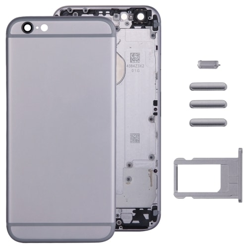 Täydellinen kuori iPhone 6 - Akun kansi / Sim-kortin pidike / Painikkeet - Harmaa