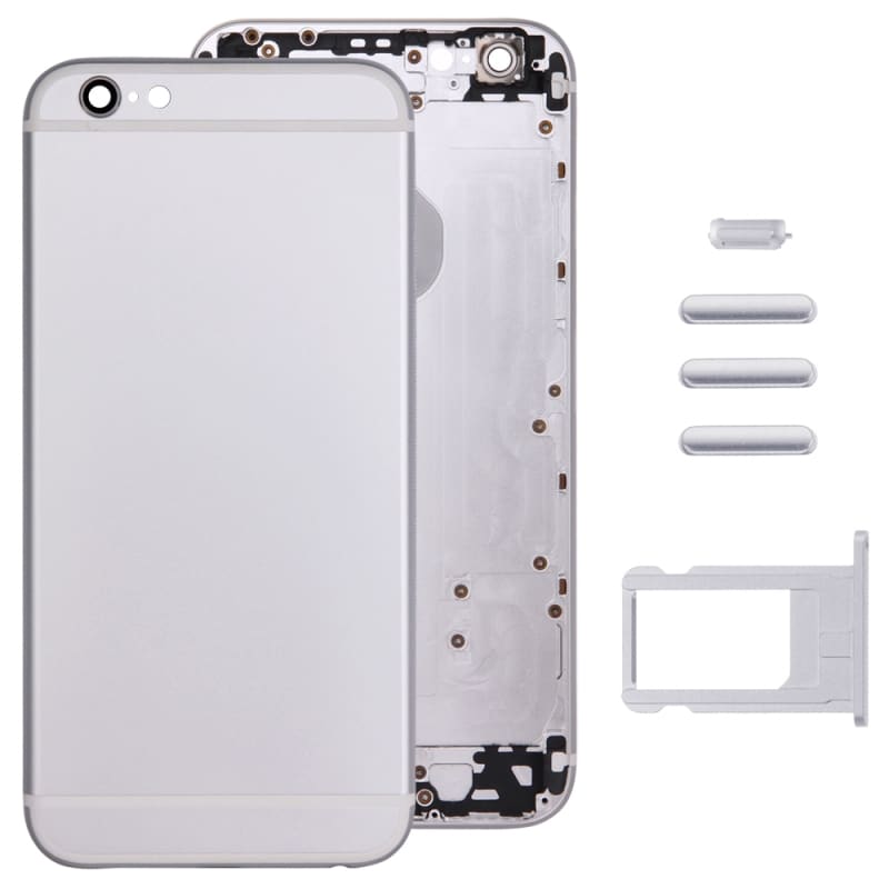 Täydellinen kuori iPhone 6 - Akun kansi / Sim-kortin pidike / Painikkeet - Hopea