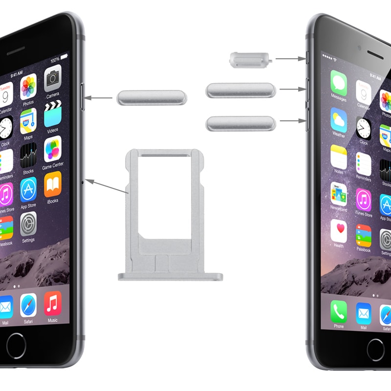 iPhone 6 Sim-kortin pidike / Äänenvoimakkuusnäppäin / Virtanäppäin / Mykistys - Hopea