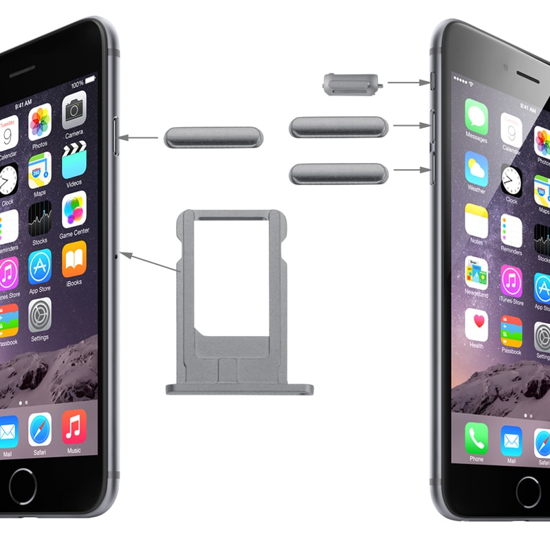 iPhone 6 Sim-kortin pidike / Äänenvoimakkuusnäppäin / Virtanäppäin / Mykistys - Harmaa