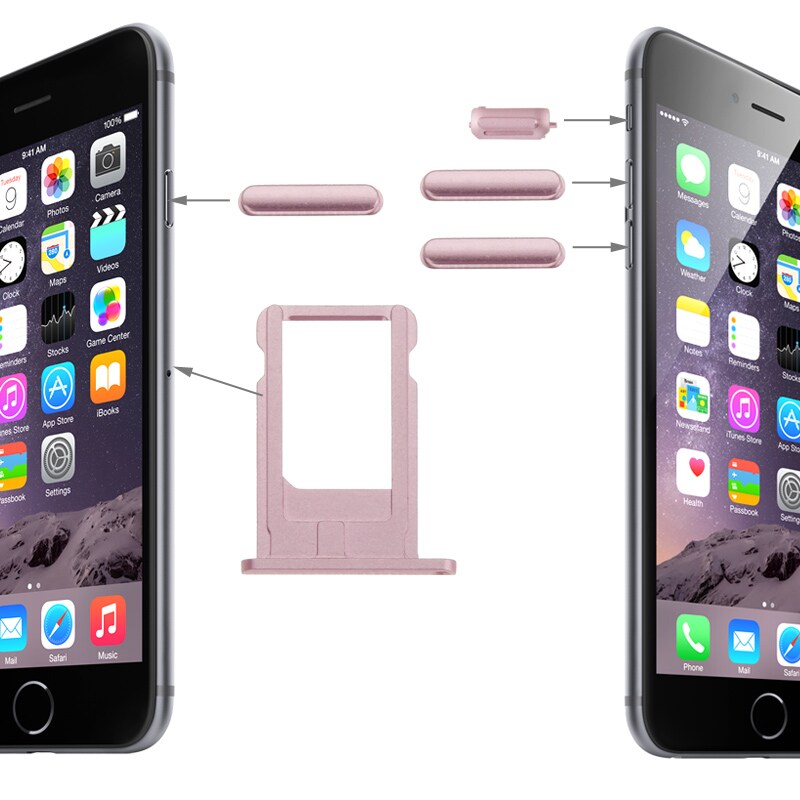 iPhone 6 Plus Sim-kortin pidike / Äänenvoimakkuus näppäimet / Mykistys / Virtanäppäin - Pinkki